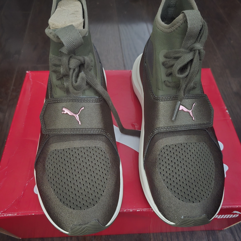 Puma Olive Green Sneakers with Mesh